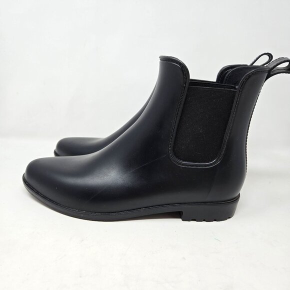 a new day Black Chelsea Ankle Rain Boots Size 11 With Elastic Gussets & Pull Tab - Picture 2 of 10